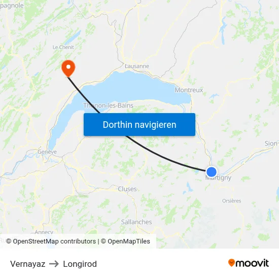 Vernayaz to Longirod map