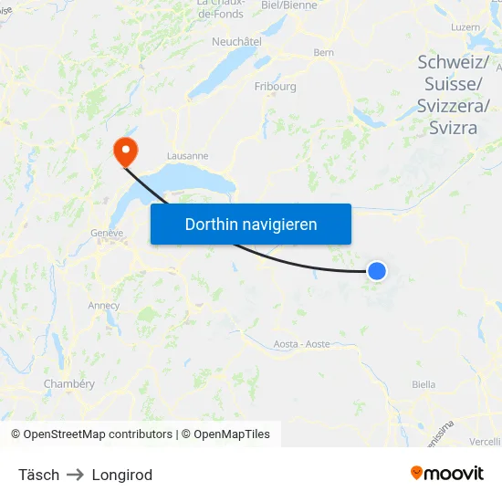 Täsch to Longirod map