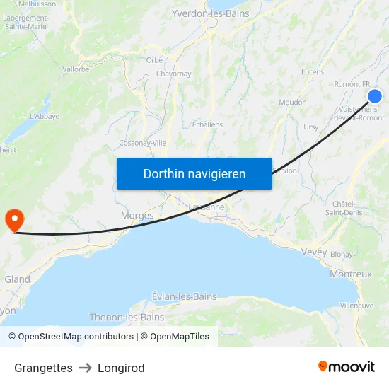 Grangettes to Longirod map