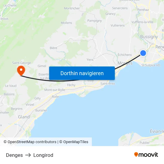 Denges to Longirod map
