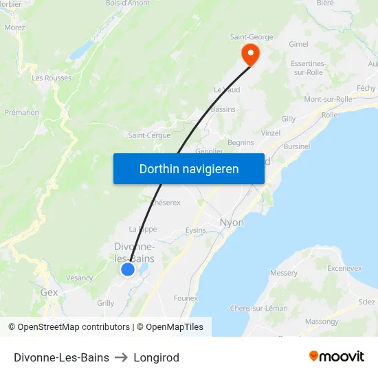 Divonne-Les-Bains to Longirod map