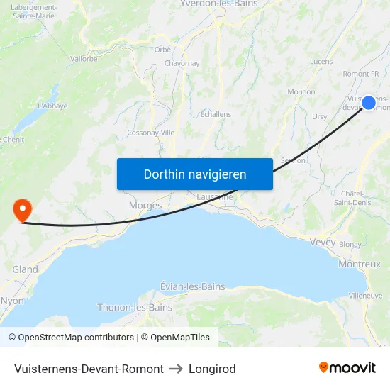 Vuisternens-Devant-Romont to Longirod map