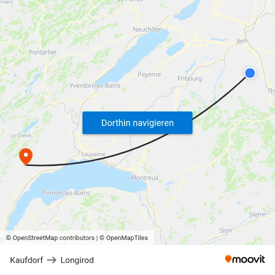 Kaufdorf to Longirod map