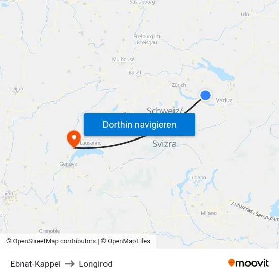 Ebnat-Kappel to Longirod map