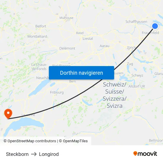 Steckborn to Longirod map