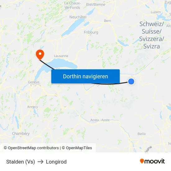 Stalden (Vs) to Longirod map