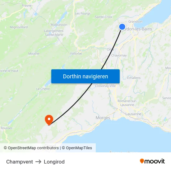 Champvent to Longirod map