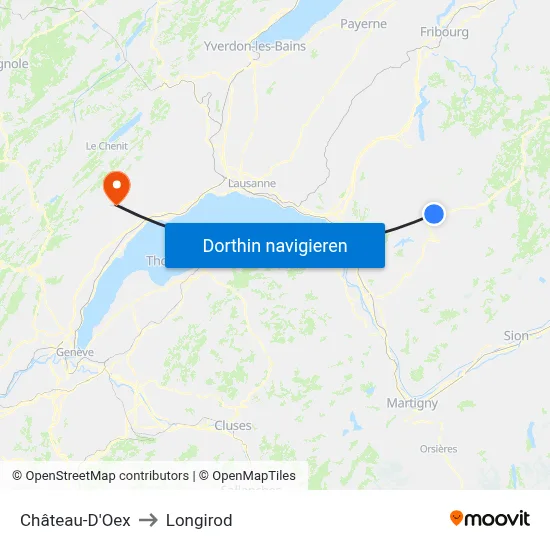 Château-D'Oex to Longirod map