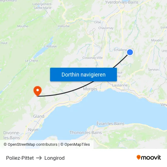 Poliez-Pittet to Longirod map