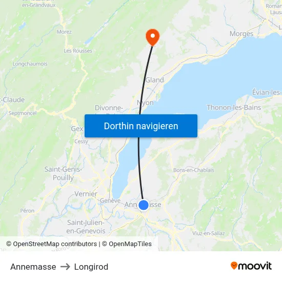 Annemasse to Longirod map
