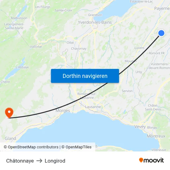 Châtonnaye to Longirod map