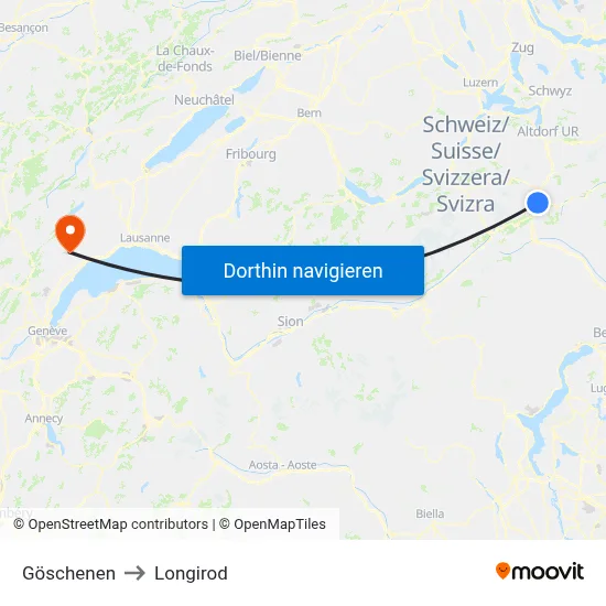 Göschenen to Longirod map