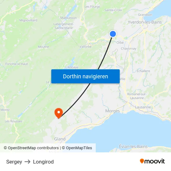 Sergey to Longirod map