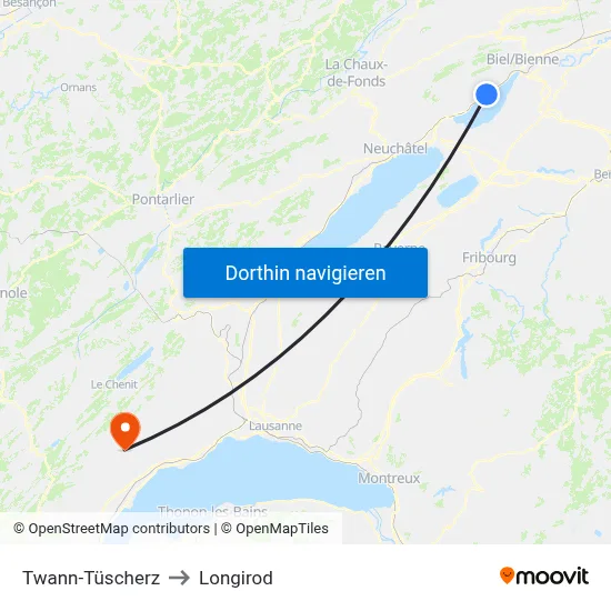 Twann-Tüscherz to Longirod map