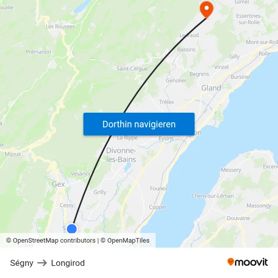 Ségny to Longirod map