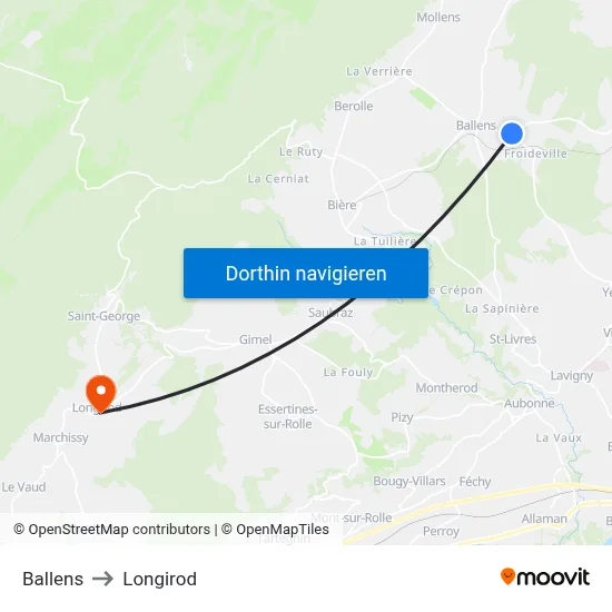 Ballens to Longirod map