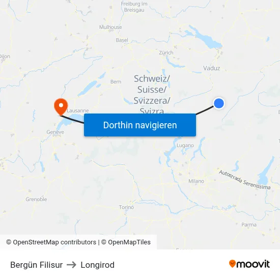 Bergün Filisur to Longirod map