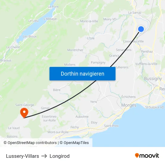 Lussery-Villars to Longirod map