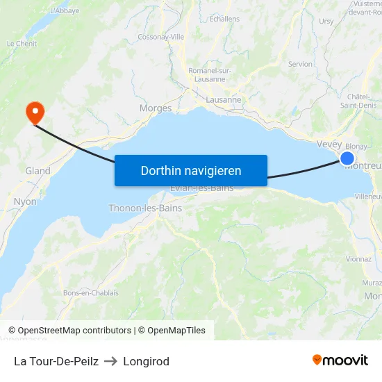 La Tour-De-Peilz to Longirod map