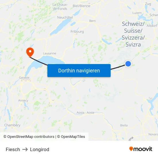 Fiesch to Longirod map