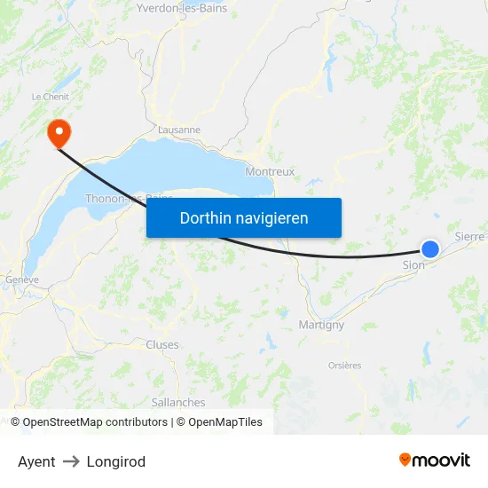 Ayent to Longirod map