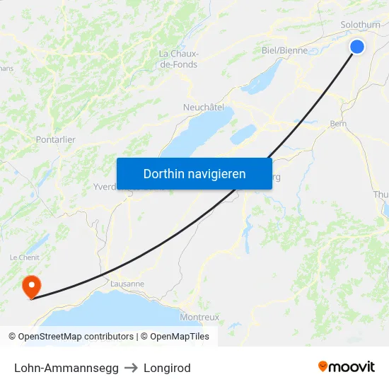Lohn-Ammannsegg to Longirod map