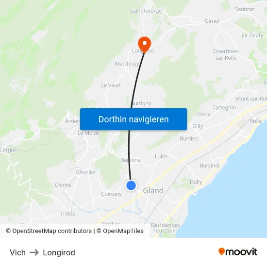 Vich to Longirod map