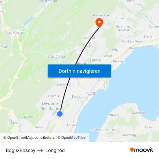 Bogis-Bossey to Longirod map