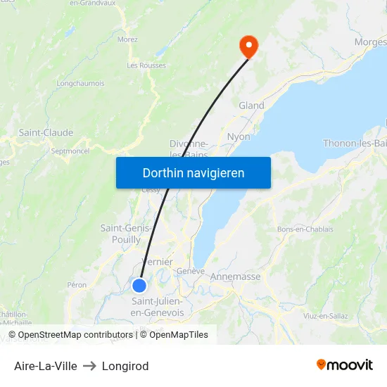 Aire-La-Ville to Longirod map