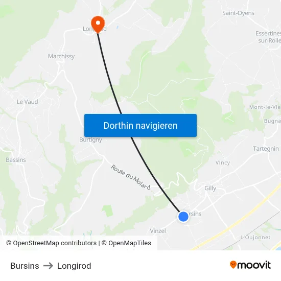 Bursins to Longirod map