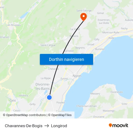 Chavannes-De-Bogis to Longirod map
