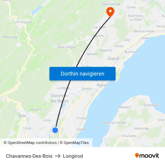 Chavannes-Des-Bois to Longirod map
