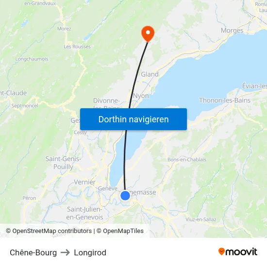 Chêne-Bourg to Longirod map