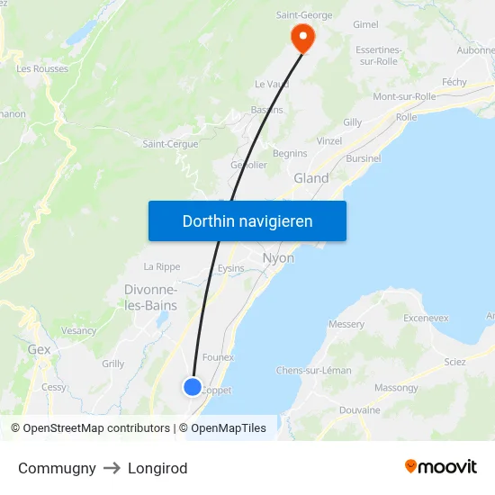 Commugny to Longirod map