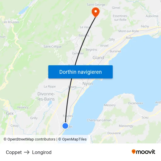 Coppet to Longirod map