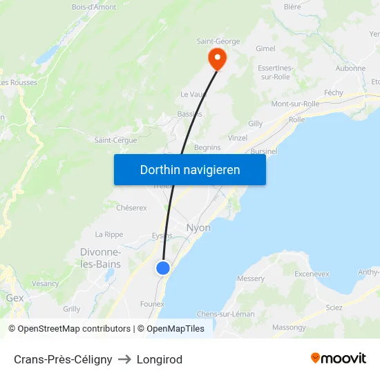 Crans-Près-Céligny to Longirod map