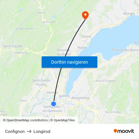 Confignon to Longirod map