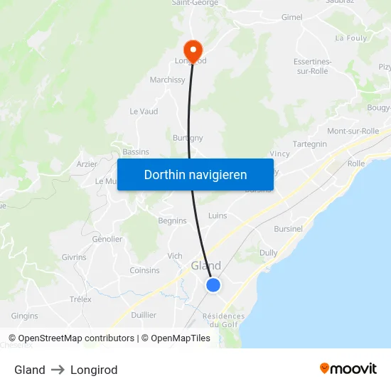 Gland to Longirod map