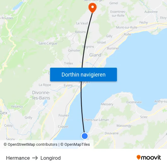 Hermance to Longirod map