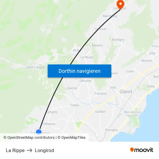La Rippe to Longirod map