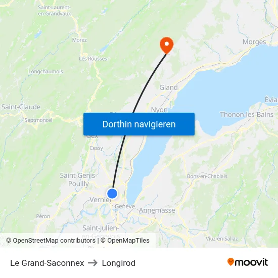 Le Grand-Saconnex to Longirod map