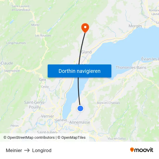 Meinier to Longirod map