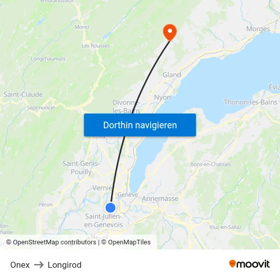 Onex to Longirod map