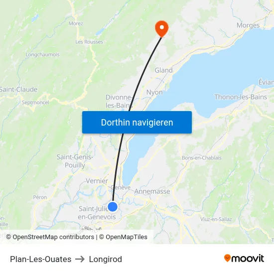 Plan-Les-Ouates to Longirod map