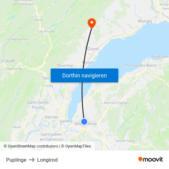 Puplinge to Longirod map