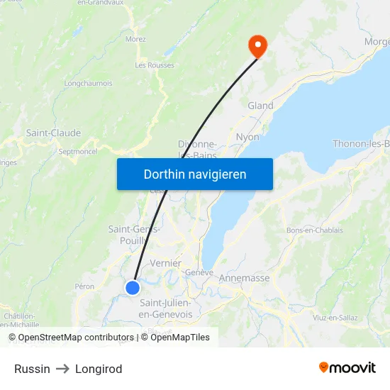 Russin to Longirod map