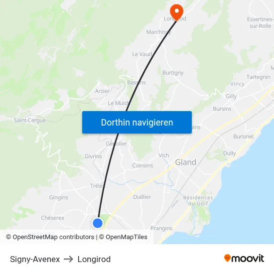 Signy-Avenex to Longirod map