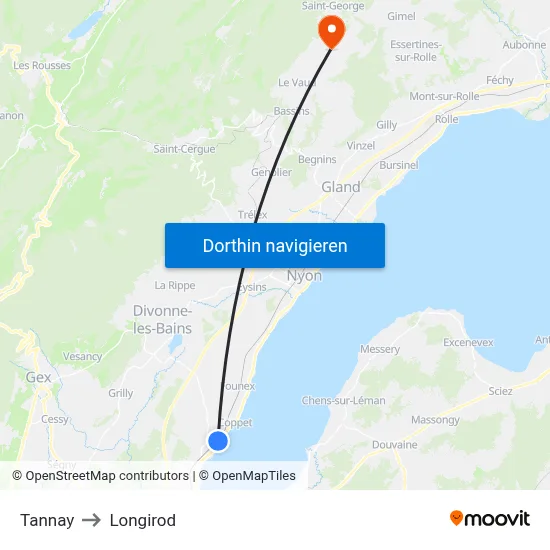 Tannay to Longirod map