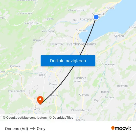 Onnens (Vd) to Orny map