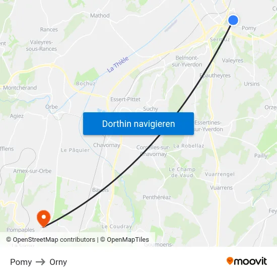Pomy to Orny map